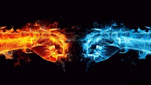 Red And Blue Fire Fist Wallpaper