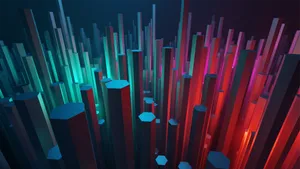 Red And Green Hexagonal Prisms Wallpaper