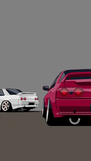 Red And White Jdm Car Art Wallpaper