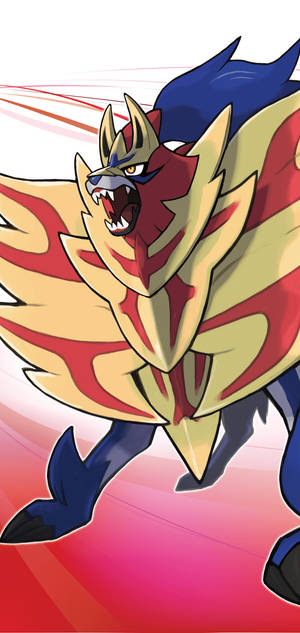 Red Background Zamazenta Drawing Wallpaper