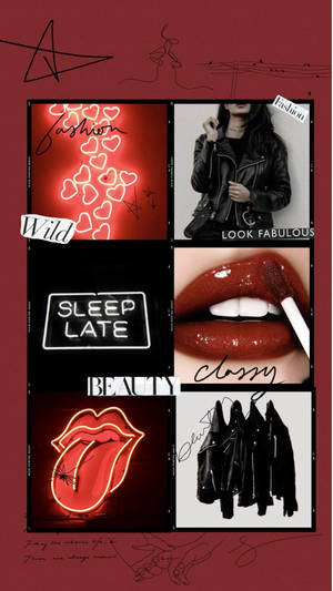 Red Baddie Pfp Aesthetic Collage Wallpaper