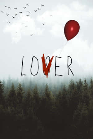 Red Balloon Rising Lover Loser Forest Wallpaper