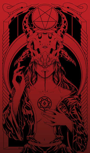 Red Baphomet Artwork Wallpaper