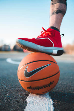 Red Basketball Shoeon Ball Wallpaper