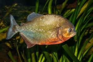 Red Bellied Piranha Swimming Among Aquatic Plants.jpg Wallpaper