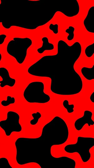 Red Black Cow Print Pattern Wallpaper