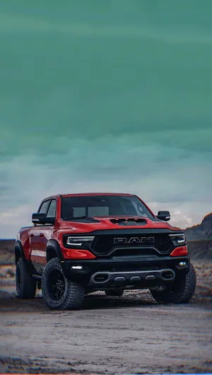 Red Black R A M Truck Aggressive Stance Wallpaper