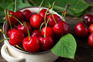 Red Cherries In A Ramekin Wallpaper