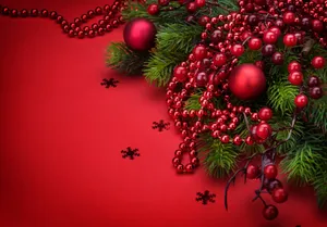 Red Christmas Background Mistletoe Wallpaper
