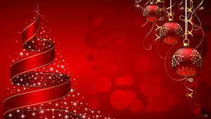 Red Christmas Ribbon Wallpaper