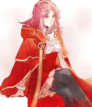 Red Cloaked Anime Warrior Wallpaper