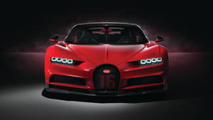 Red Cool Bugatti Car With Smoke Wallpaper