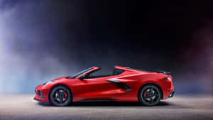 Red Corvette C8 Convertible Profile View Wallpaper