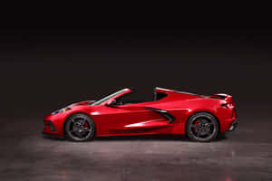 Red Corvette C8 Side Profile Wallpaper