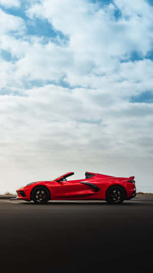 Red Corvette C8 Side Profile Wallpaper