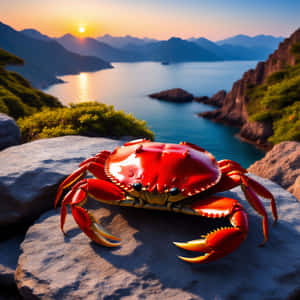 Red Crab Sunset Coastline Wallpaper