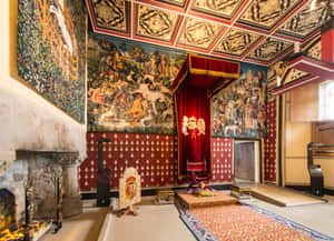 Red Curtain At Sterling Castle Wallpaper