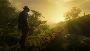 Red Dead Redemption2 Sunset Exploration Wallpaper