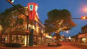 Red Deer Downtown Night Scene Wallpaper