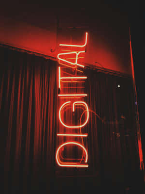 Red Digital Neon Sign Wallpaper