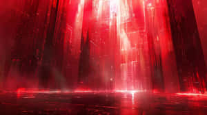 Red Digital Rain Cyberspace Background Wallpaper