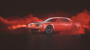Red Dodge Challenger Demon 4k Smoky Wallpaper