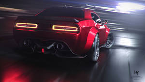 Red Dodge Challenger Demon 4k Yellow Tail Lights Wallpaper