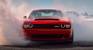 Red Dodge Challenger S R T Burnout Wallpaper