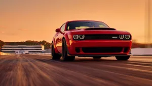 Red Dodge Challenger S R T Speeding Wallpaper