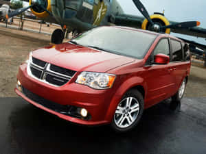 Red Dodge Grand Caravan Airplane Background Wallpaper