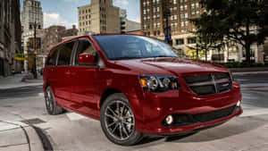 Red Dodge Grand Caravan City Street Wallpaper