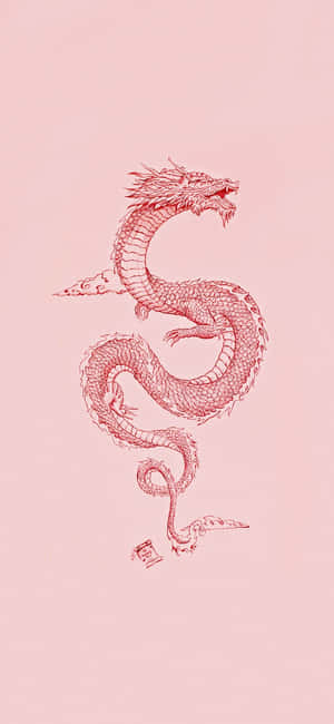 Red Dragon Illustration Pink Background.jpg Wallpaper