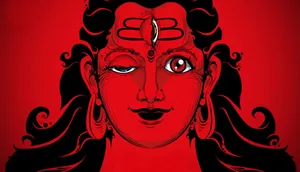 Red Drawing Of Lord Shiva 8k Wallpaper