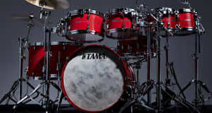 Red Drum Set Studio Setup Wallpaper