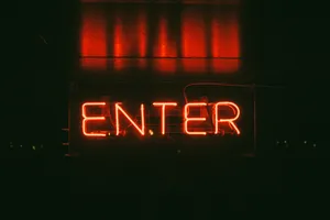 Red Enter Neon Signage Wallpaper