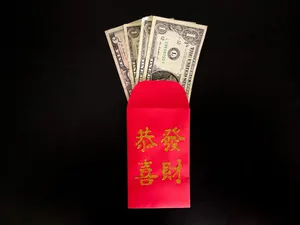 Red Envelope With Gold Chinese Pattern On Dark Background Wallpaper