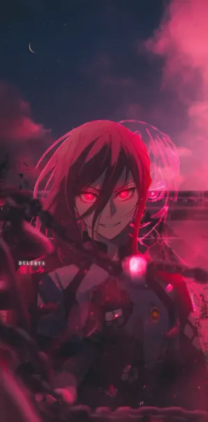 Red Eyed Anime Character Night Background Wallpaper