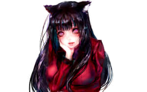 Red Eyed Anime Girlwith Black Hair Wallpaper