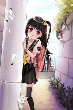 Red Eyed Girl School Girl Uniform Wallpaper