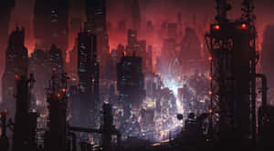 Red Faded Effect Darck City 4k Wallpaper