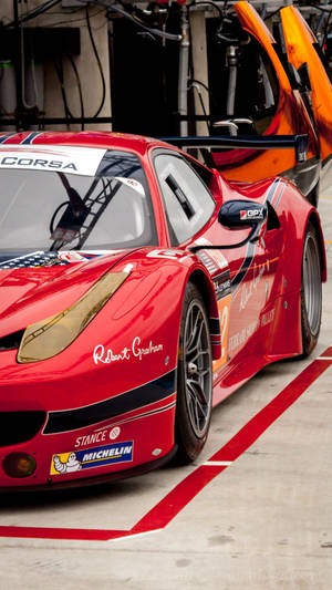 Red Ferrari 488 Gt3 Car Iphone Wallpaper