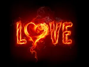 Red Fire Love Sign Wallpaper