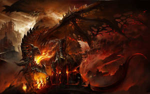 Red Flaming Really Cool Dragons Wallpaper