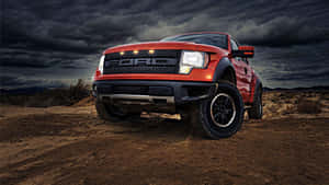 Red Ford Truck Desert Storm Wallpaper