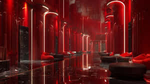 Red Futuristic Lounge Interior Y2 K Style.jpg Wallpaper