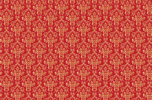 Red Gold Damask Pattern Wallpaper