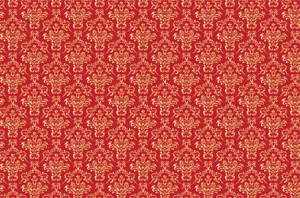 Red Gold Damask Pattern Wallpaper