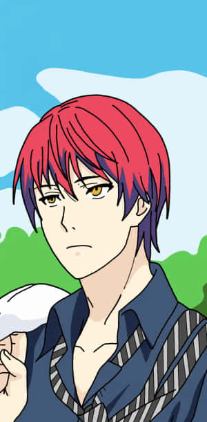 Red Haired Anime Character Outdoors Wallpaper