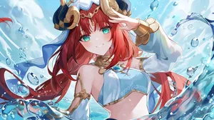 Red Haired Anime Character Salutingat Sea Wallpaper