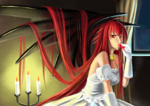 Red Haired Anime Character With Candles Wallpaper